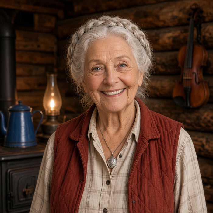 Granny Wren Holloway, AI narrator character, smiling beside the Untold War WWII e-book bundle